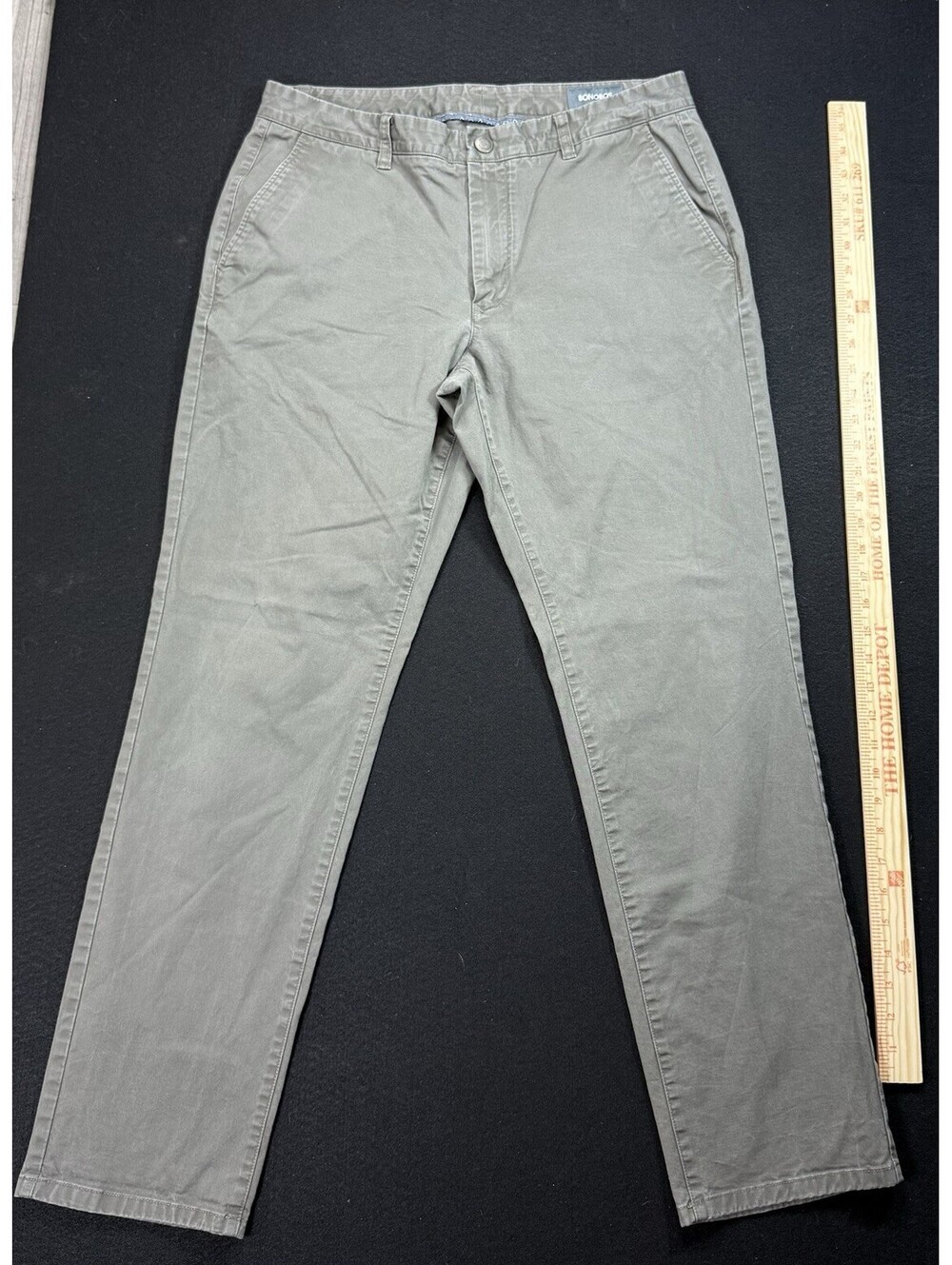 Bonobos Men’s Chino Pants 34W Gray Twill Cotton/Spandex Slim Straight Stretch